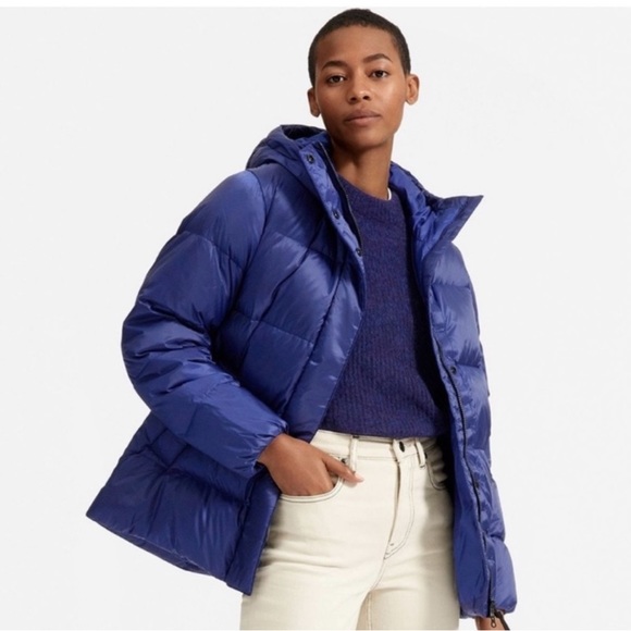 Everlane ReDown Puffy Puff Coat Size Medium Cobalt - Picture 3 of 7
